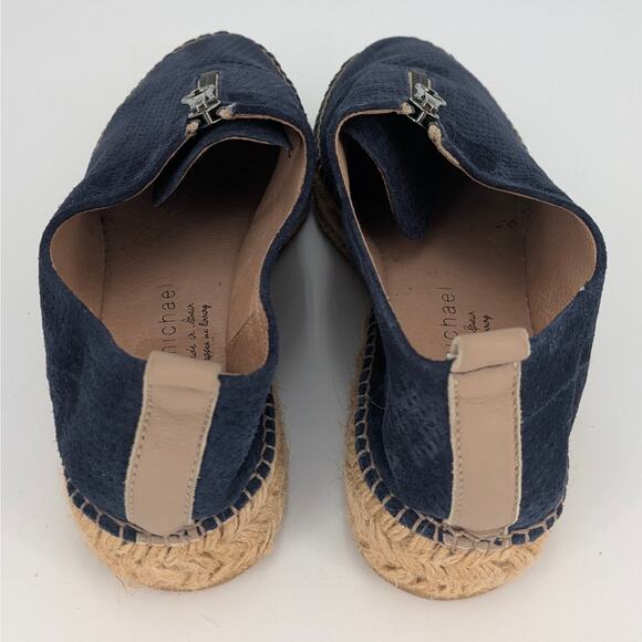 Navy Leather Espadrilles Slip On Shoes Eric Michael Serena Womens EU 38 Zippered - Picture 6 of 10